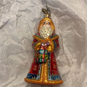 Christopher Radko Santa Ornament - Red, Gold, and Blue